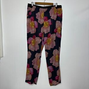 Rachel by Rachel Roy Floral Print Wide Leg  Elastic Waist gray Pink Sie XL